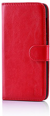 32nd Book Wallet PU Leather Flip Case Cover For Nokia 3 (2017), Design With Card Slot and Magnetic Closure - Red