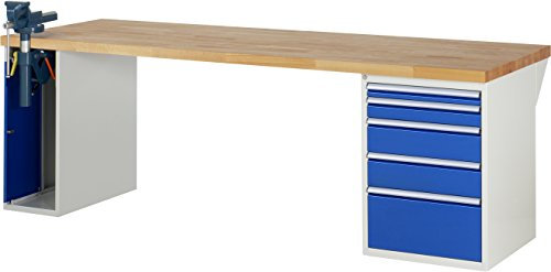 Rau 03 7511A2-259B4S.11 Werkbank Serie 7000-Baukasten-Bauweise, Lichtgrau/Enzianblau