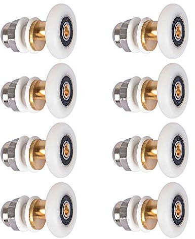 LESOLEIL Ruedas para Puerta de Ducha - 27mm Ruedas Mampara Ducha de Rodamientos Puertas Correderas Rodillo Puerta 8 Piezas