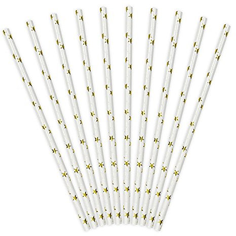Premium Weddings Papierstrohhalme Sterne Gold metallic 10 Stück - Papier-Trinkhalme Strohhalme Papier Trinkhalme Papier Papierhalme Sterne Gold metallic