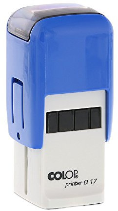 Stempel Colop Printer Q 17 custom (17x17 mm - 4 Zeilen) mit individueller Textplatte Farbe Blau