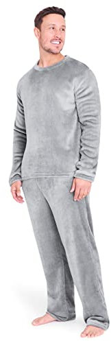 CityComfort Pigiama Uomo Invernale di Pile (2XL, Grigio Chiaro)