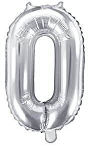 PartyDeco Folienballon Nummer 0 Silber-Geburtstag Hochzeit Jahrestag Folienballon Nummer 0- Silber Größe ca. 35 cm Geburtstag Hochzeit Verlobung Silvesterparty Folienballon Hel Deko Geburtstag
