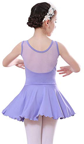 Bezioner Body da Danza Balletto Classica con gonnelino Ginnastica Tutu per Ragazze Viola 110