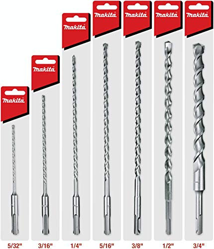 Makita 7 Piece - SDS-Plus Complete Drill Bit Set For SDS+ Rotary Hammers - Deep HD Drilling Into Concrete & Masonry