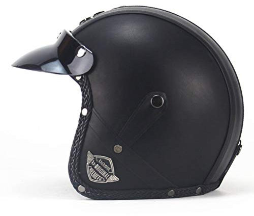 Helmets Vintage Pu Leather Helmets 3/4 Motorcycle Chopper Bike Helmet Open Face Vintage Motorcycle Helmets with Visors