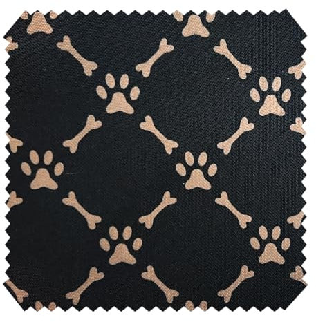 NOVELY® Oxford 210D | 1 lfm | Polsterstoff Bedruckt Print Wasserabweisend Reißfest Dekostoff | D22 Schwarz Beige Knochen Pfoten