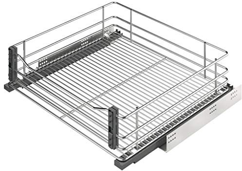 GedoTec Unterschrank-Frontauszug Schrankauszug mit Gitterkorb | Vollauszug mit Soft-Closing Dämpfung | Küchen-Auszug für Korpusbreite: 600 mm | Tragkraft: 30 kg | 1 Garnitur mit Gitter-Auszugsboden