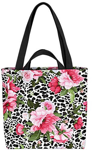 VOID Pfingstrosen Leopard Tasche 33x33x14cm,15l Einkaufs-Beutel Shopper Einkaufs-Tasche Bag