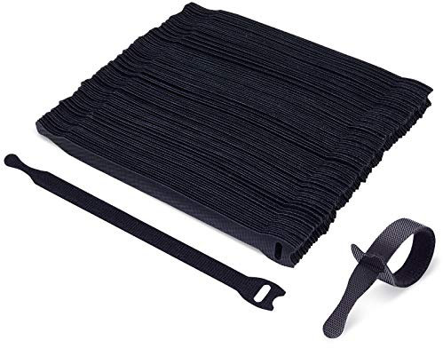 100Pk Attache Câble Collier de Câblage, Trilancer Liens 20cm pour Organiser les Câbles Fins avec Scratch pour une Utilisation au Bureau, à la Maison et dans des Centres Informatiques (Noir)