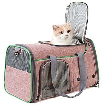 PETCUTE Hunde Tragetaschen Transporttasche für Haustiere, Atmungsaktive und Faltbare Katzen transportboxen mit Abnehmbarem Matte,Verstellbarem Schultergurt,Hundetasche mit Intern Sicherheitsgurt