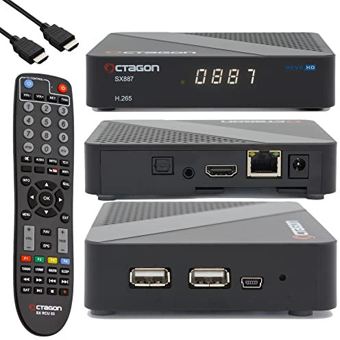OCTAGON SX887 HD H.265 IP HEVC Smart TV Box, YouTube, USB, UVM., Schwarz