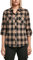 Urban Classics Ladies Turnup Checked Flanell Shirt Chemise, Noir/Taupe, XL Femme