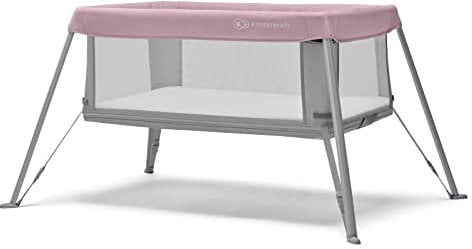 kk Kinderkraft Lettino Campeggio 2in1 MOVI, Culla da Viaggio, Box bambini, Pieghevole, Ingresso aggiuntivo, con Materassino, Borsa Trasporto, Rosa