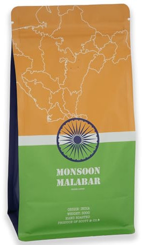 Scott&Co. Monsoon Malabar Ground Coffee. Dark Roast Ground Coffee, Single Origin. 500g