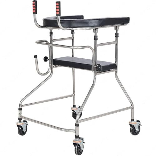 TZKUA Rollator für Senioren Gehhilfe für ältere Menschen mit Behinderungen, U-Typ 4-Rad-Stuhl-Gehstock, höhenverstellbarer Rollator, Gehhilfen, Gehtrainingsgerät - Leicht zusammenzubauen
