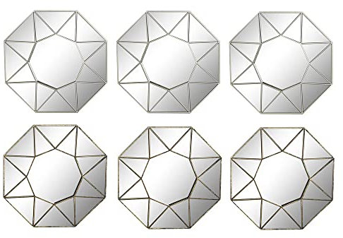 DKD Home Decor Wandspiegel für Champagner, klar, Polypropylen, 25 x 2 x 25 cm, 2 Stück, Referenz: S3019263