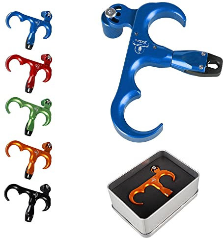 ZSHJGJR Bogenschießen Release Aids 360 Grad Rotation Compound Bogen Release Aid 3-Finger Thumb Release für Bogenschießen Bogenschießen Zubehör (Blau)