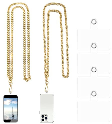 Vspek Tour de Cou Telephone, Lot de 2 Universal Cordon Telephone Portable Collier de Longe Compatibles avec Plupart des Smartphones, pour Cou et Poignet, avec 4 inserts de remplacement