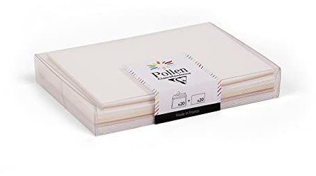 Clairefontaine 20918C - Coffret de 20 Enveloppes + 20 Cartes Mariage - Enveloppes Format C6 (11,4x16,2cm) - Cartes Format 11x15,5cm - Correspondance Pollen - Thème Mariage - 4 Couleurs