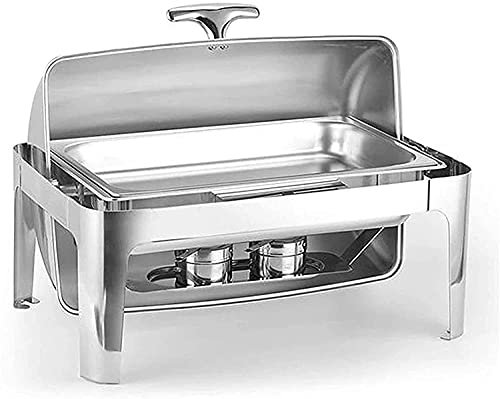 Stainless Steel Chafing Dish, 9L Full Size Roll Top Chafer Food Warmer Sets with Food Pan, Water Pan And Fuel Holders for Wedding, Parties, Banquet