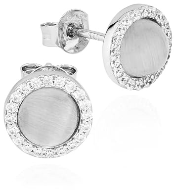 NKlaus Paar Ohrstecker rund 925 Silber rhodiniert 8mm Zikonia Damen Ohrringe
