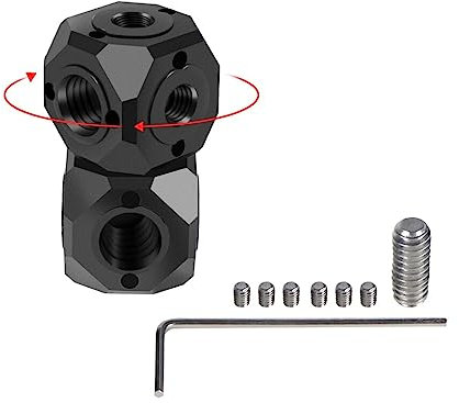 NovelGoal Screw Hole Bracket Magic Cubic Mount Adapter 1/4 3/8 Compatible with GoPro DSLR Cameras Cage Flash Microphone Monitor Tripod Bracket (Rotatable Cube C)