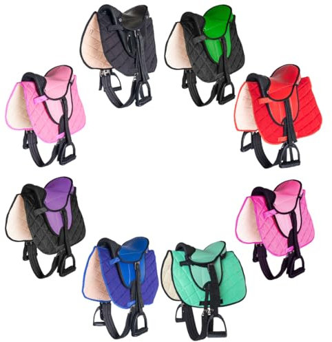 PFIFF 103106 Sattelset für Shettys oder Holzpferde, Komplettset, Kindersattel, Türkis