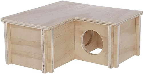 Kerbl Pet Casa de hámster, 24 x 24 x 11 cm, Madera, 3 cámaras de 9,5 x 9,5 cm, Sistema de conexión, Techo extraíble