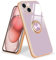 Urarssa for iPhone 15 Plus Case with Ring Holder 360 Degree Rotation Finger Magnetic Car Stand Case Shockproof Plating Silicone Phone Cover for iPhone 15 Plus, Purple