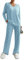 SotRong Ribbed Lounge Sets for Women Uk Ladies Leisure Wear Sets 2 Piece Tracksuit Joggers Activewear Set Long Sleeve Tops Loose Flare Trousers with Pocket Blue XL