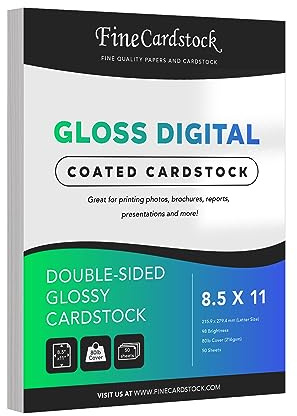 Double-Sided Heavyweight Gloss Digital C2S Cardstock – Perfect for Color Laser Printing, Flyers, Brochures, Photos | 8.5 x 11 | 80lb Cover | Acid Free, Glossy Coated on Both Sides | 50 Sheets