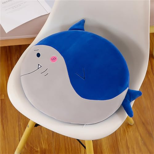 GLITZFAS Runde Stuhlkissen Kinder, ø40cm Memory Foam Sitzkissen Stuhl Sitzpolster mit Abnehmbarer Bezug, Cartoon Tier Sitzauflage Plüschkissen Bodenkissen für Kinder Babyzimmer (Hai)