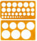 2 Stück Kssvzz Kreis Schablone Vorlage, Kreis Schablone Mit 36 Kreisen und 7 Kreisen, Kreis Lineal Zum Malen Für Zeichenhilfen, Quilling Schablone, Transparent Orange