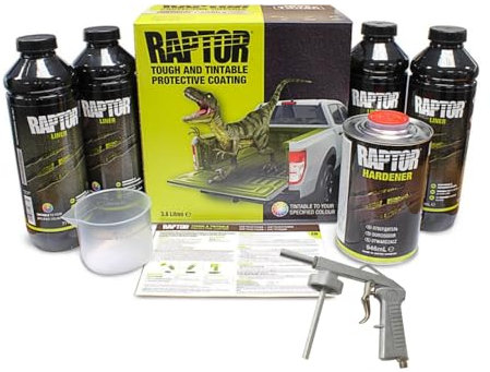 U-POL Kit de Raptor teintable 4 bouteille, durcisseur et pistolet inclus
