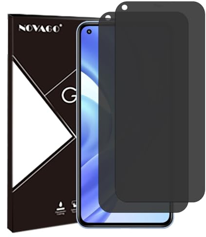 NOVAGO Compatible avec Xiaomi Mi 11 Lite 4G et 5G et Xiaomi 11 Lite 5G NE - Lot de 2 Films vitre Protection écran Verre trempé résistant Teinté Anti Espion