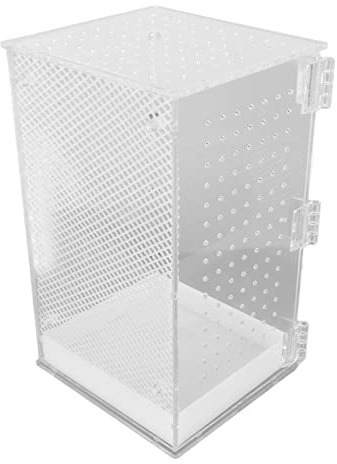 Reptilien Terrarium Tank, Acryl Transparente Insekten Futterbox, Amphibien Aufzuchtbox für Tarantel, Einsiedlerkrebs, Springspinne, Leguan, Schildkröte, Leopardgecko, Frosch, Bartagame(M)