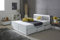 Humza Amani Mission Wooden Bed 3FT, Single Waxed Pine Guest Bed with Under Bed Storage Drawers and Slatted Headboard (White, Double)