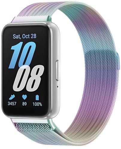 Wizvv Bracelet de montre en maille métallique pour Samsung Galaxy Fit 3, en acier inoxydable, compatible avec Samsung Galaxy Fit 3, pour homme et femme