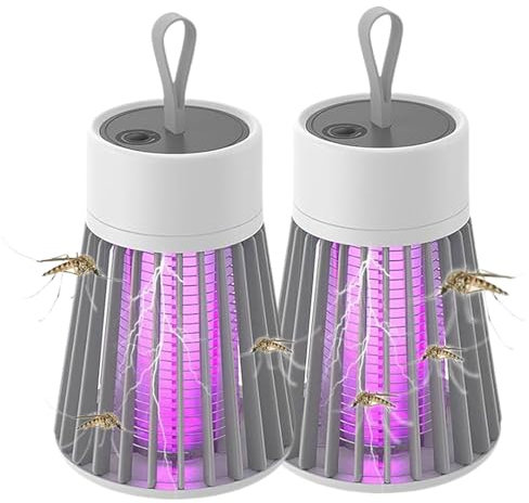 SXLXYOF 2024 Lámpara antimosquitos para Acampar Fly Zapper eléctrico 5W 2000mAh Bug Zapper Exterior Interior hogar Dormitorio Trampa para Insectos con lámpara UV Recargable USB,B-2PACK