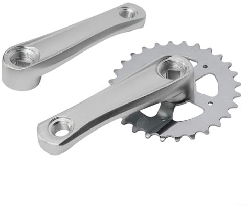 Juego de bielas cuadradas para bicicleta de montaña con plato, aleación de aluminio manivela redonda y manivela para bicicletas infantiles, bicicletas de la vieja escuela (28T 114 mm mate)