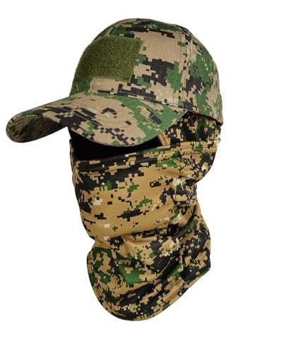 WUODHTW Sturmhaube, Gesichtsmaske, Camouflage, Baseballkappe, taktische Baseballkappe, Sonnenschutz, Sportkappe, Angelmütze, Gesichtsmaske, Dschungel digital, Einheitsgröße