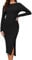 Famulily Women Work Dresses Elegant Casual Button Split Hem Sweater Dress Long Sleeve Plain Ribbed Knit Midi Dresses Black XL
