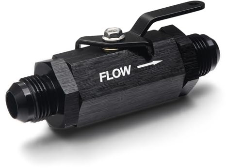 Podavelle 10AN AN10 Inline-Kraftstoff-Absperrventil mit Kabelhebel, Aluminium, Schwarz