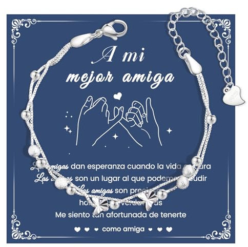 CheersLife Beste Freundin Geschenke,Geschenke für Freundin Freundschaftsarmband Damen Mädchen, Geschenk Freundin Weihnachten ES