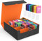 MoKo Trading Card Storage Box, 3000+ MTG Deck Box with 24 Colorful Dividers & 4 Card Supporters, Commander Card Deck Case Fits for Magic Game Cards, YugiOh, TCG, PTG and Sport Cards, Orange