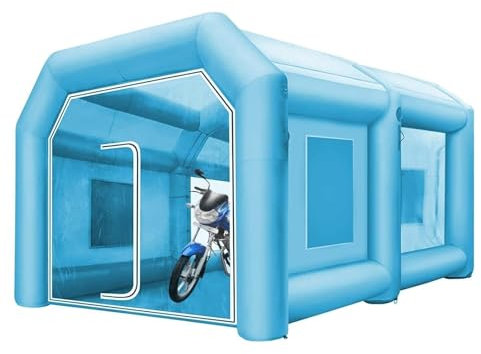 DOJOEUU Inflatable Spray Booth, Portable Inflatable Paint Booth with Blowers and Air Filter System, Air Spray Paint Booth Tent, Foldable Paint Cabin Tent for Motorcycle Paint, 13 * 8 * 8FT