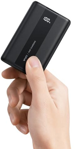 VRURC Power Bank 20000mAh, 22.5W Ricarica Rapida Caricatore Portatile, PD/QC 3.0 mini powerbank con 3 uscite e 4 ingressi, USB C Compatto Batteria Esterna, Display a LED per iPhone Android ecc