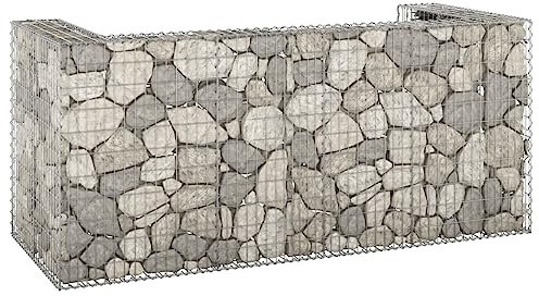 Xichuzi Gabionenwand für Mülltonne, Gabionen Zaun, Mülltonnenverkleidung, Gabionenkörbe, Steine Für Gabionen, Steingabionen,n Verzinkter Stahl 250x100x110 cm