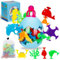 USHOP Jouets à Ventouse Silicone,30 Pièces Jouets de Bain pour Enfants,Animals Jouet d'Aspiration,Jouets de Construction en Silicone Cadeaux d'éducation Sensorielle pour 3 4 5 6 7 Ans Garçons Filles
